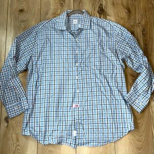 Peter Millar blue plaid Crown Cotton Sport Shirt Size XL